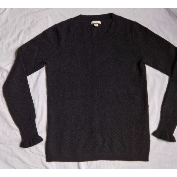 J.Crew Cashmere Sweater Pointelle Black Women's Size XXS - Picture 10 of 15